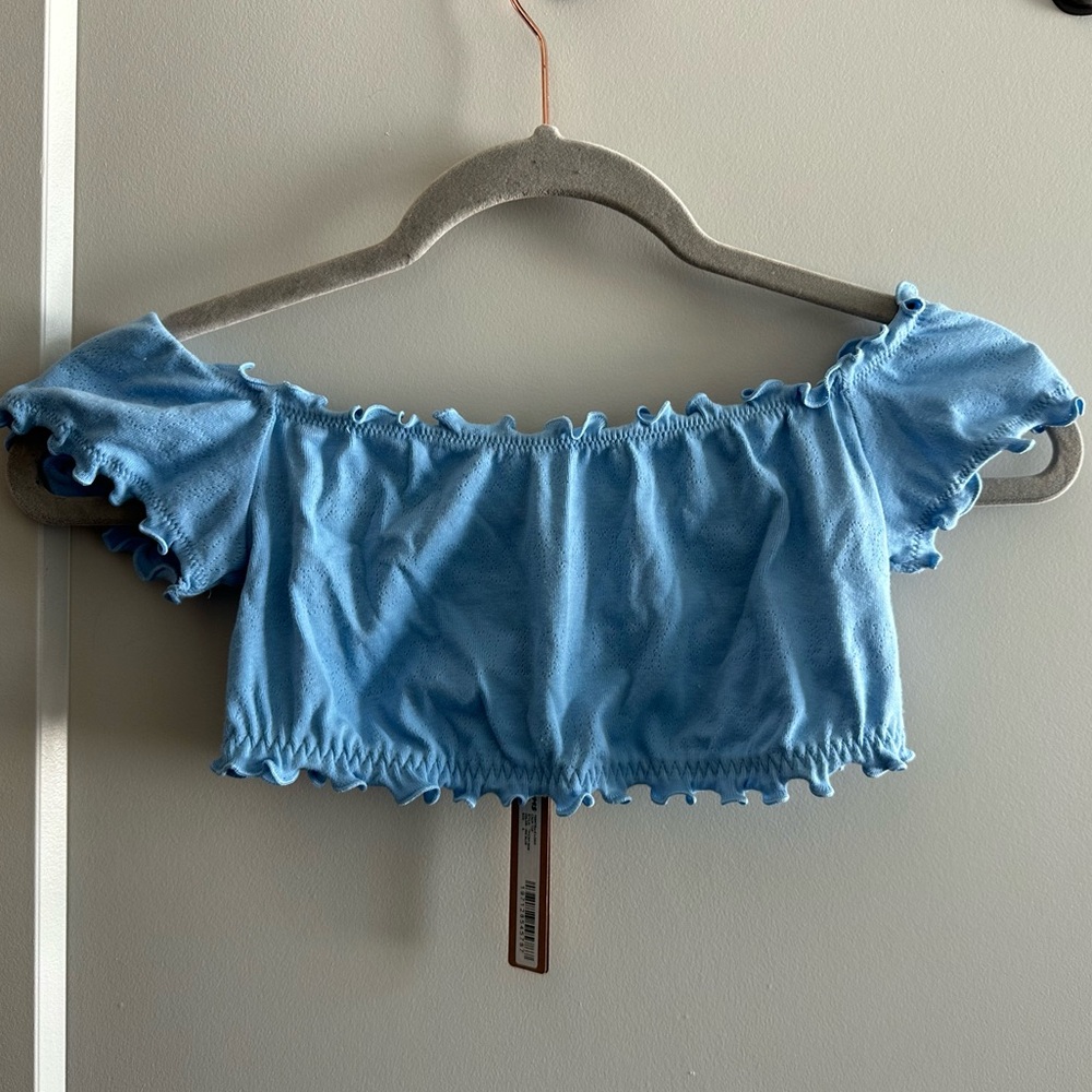 SKIMS POINTELLE BLUE CROP TOP